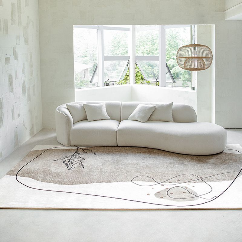 Modern Contrast Panel Rug Washable Polyester Carpet with Non-Slip Backing Indoor Rug