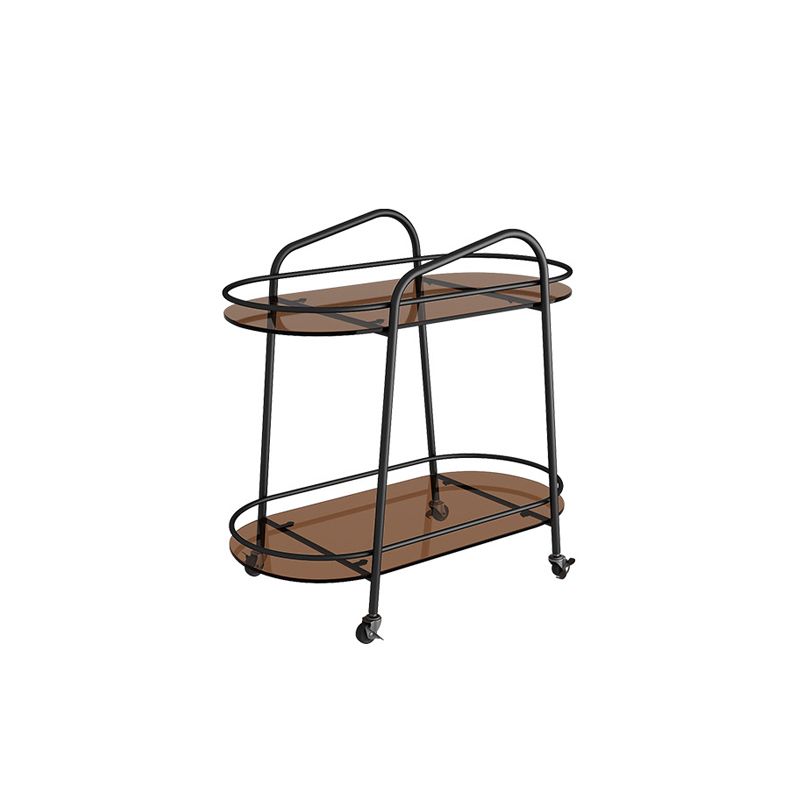 Modern Glass Side Table 4 Legs Oval Side End Table with Storage