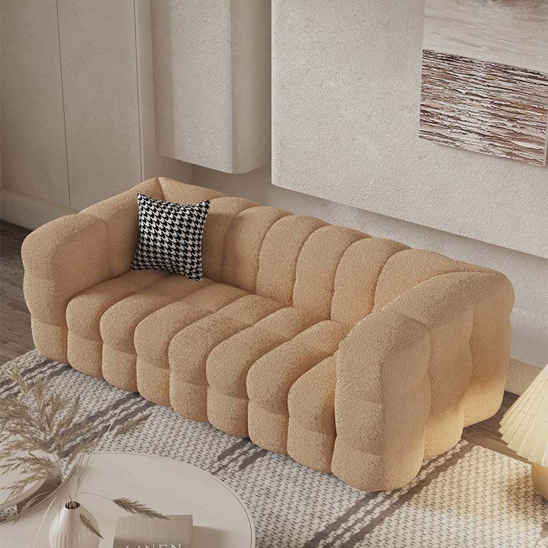 Contemporary Standard Sofa with Tufted Back and Tuxedo Arm in Brown