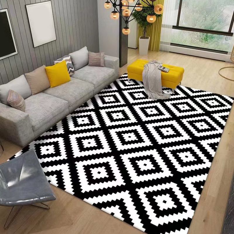 Polyster Contemporary Geometric Print Indoor Rug Non-Slip Backing Rectangle