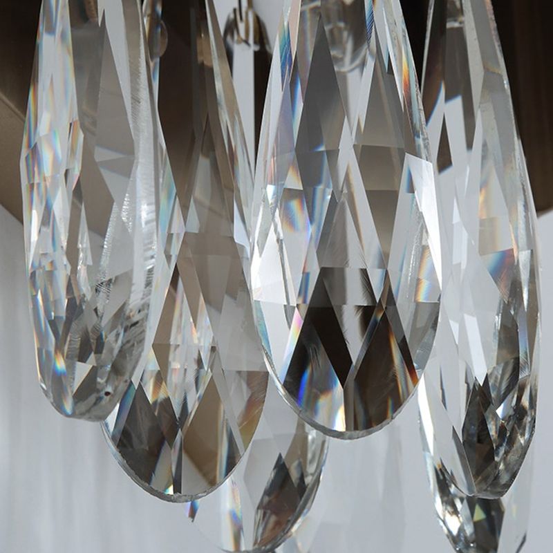 K9 Funzione illuminazione da parete con lacrima di cristallo clewrop apparecchi moderni a 2 luci da letto lampada montata in nero in nero