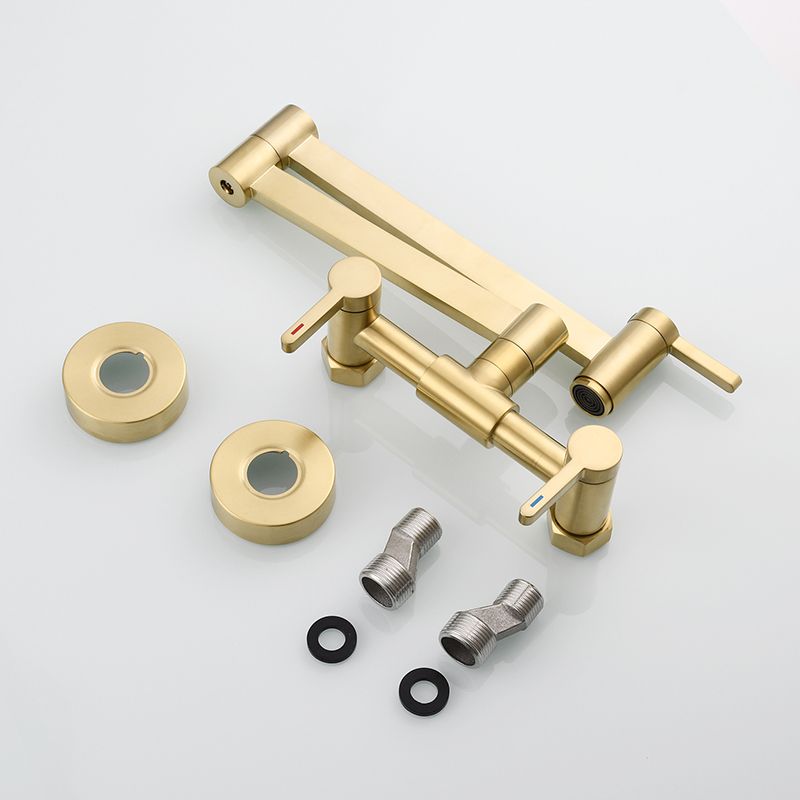 Modern Wall Mounted Double Handles Pot Filler Low Arc Profile Filler