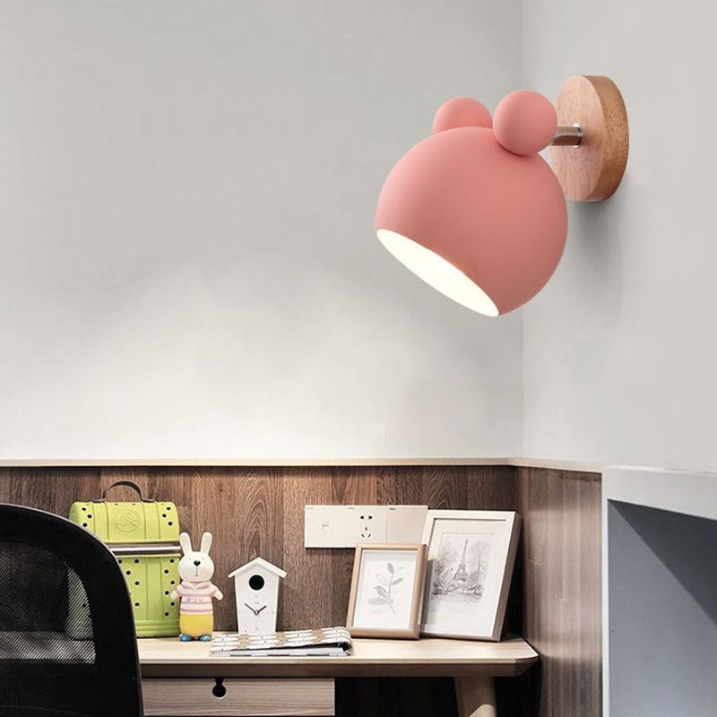 Nordic Metall Wall Light 6 "breite Makkaronwandleuchten mit Holz für Wohnzimmer
