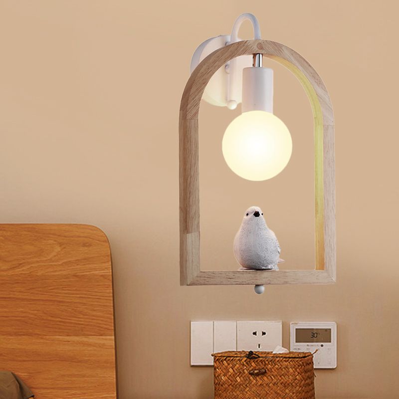 Camera da letto per bambini lampada da parete in arco in legno una luce moderna illuminazione bianca moderna
