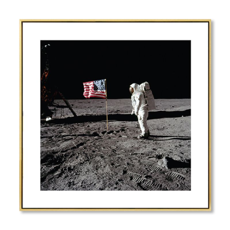 Science Fiction Planetary Landing Canvas Kids Textured Wall Art Print in Grey for Bedroom