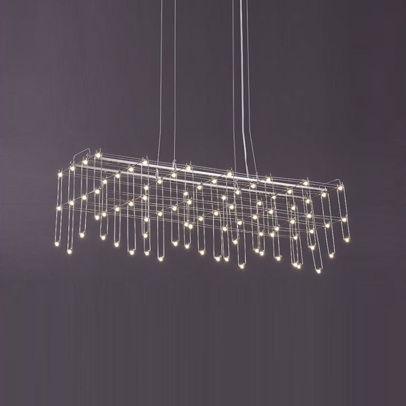 Edelstahl -Quaderinsel Island Beleuchtung moderner LED -LED Hängende Licht für Esszimmer