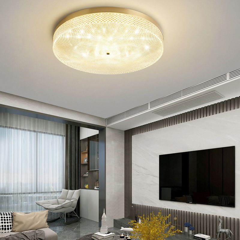 Modern Flush Light Round Ceiling Lighting with Brass and Acrylic for Bedroom