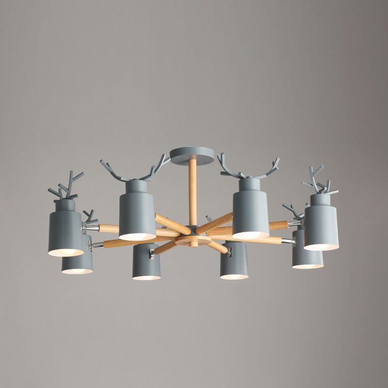 Fissature di illuminazione a sospensione in metallo Nordic Macron Antler Metal With Wood Room