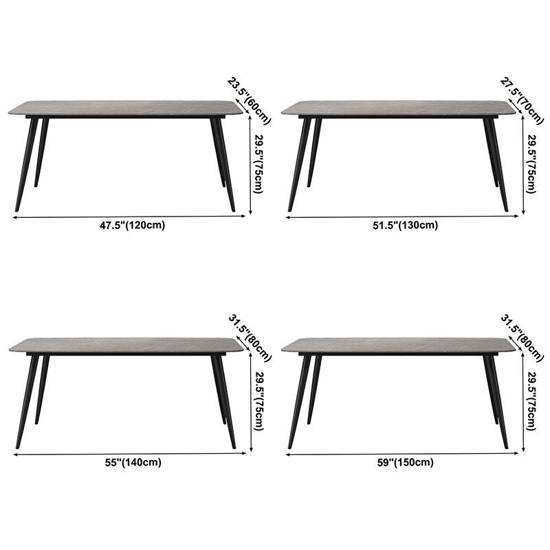 Metal Modern Rectangular Table Sintered Stone Table for Dining Room and Kitchen
