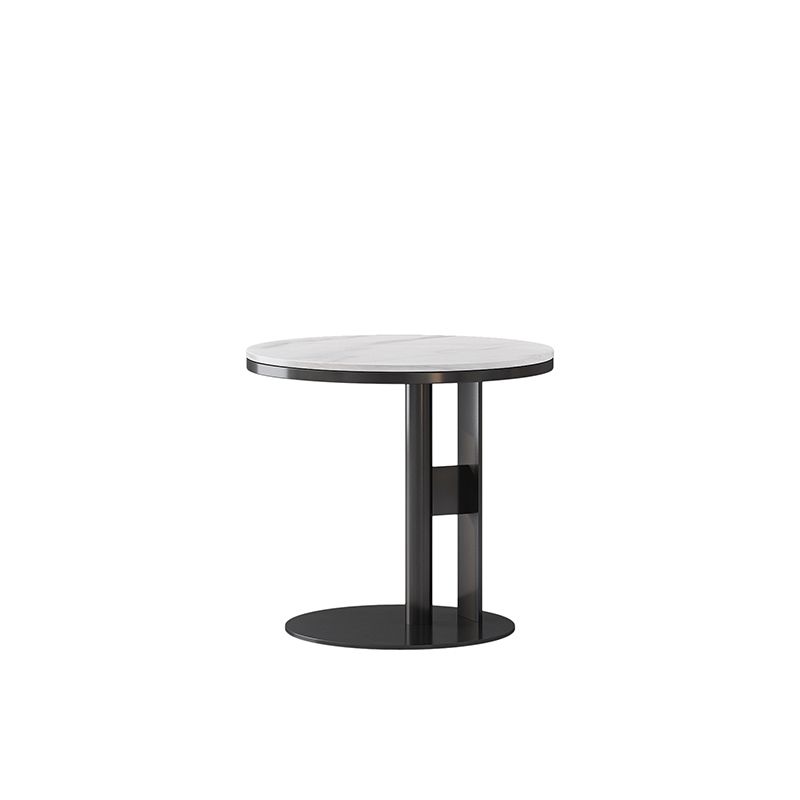 19.6" Tall Modern Round Slate Top Side Table Iron Abstract End Table