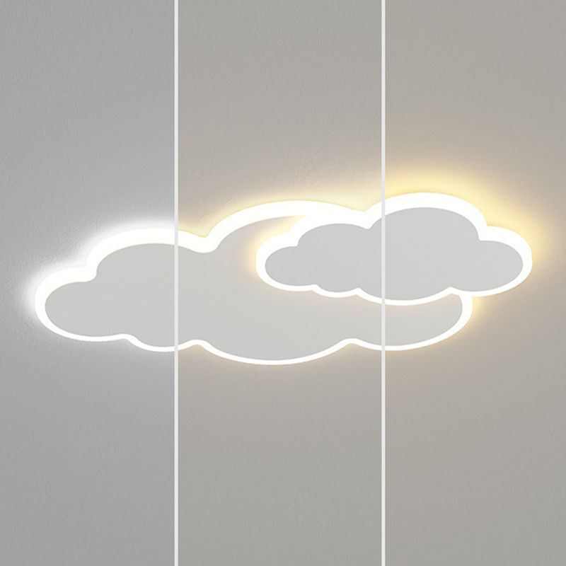 Modern Flush Mount Cloud Metal LED Ceiling Light Fixture in White for Bedroom