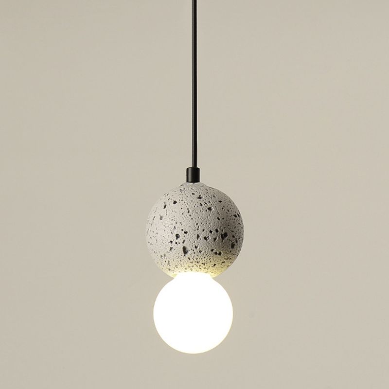 1 Light Stone Pendant Light Modern Minimalist Suspension Lighting for Bedroom