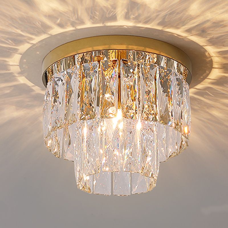 Moderne plafondlamp met eenvoudige geometrie, roestvrij staal, inbouw voor gang