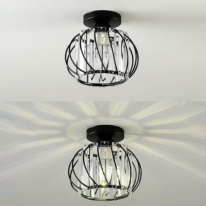 Crystal Global Flush Mount Light Modern 1 Head Ceiling Flush Light for Aisle