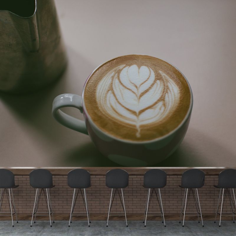 Aromatic Coffee Mural Photography Contemporary Wall Covering for Coffee Shop