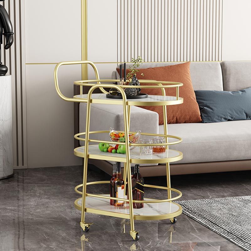 32.68" High Rolling Modern Prep Table Metal Prep Table for Dining Room