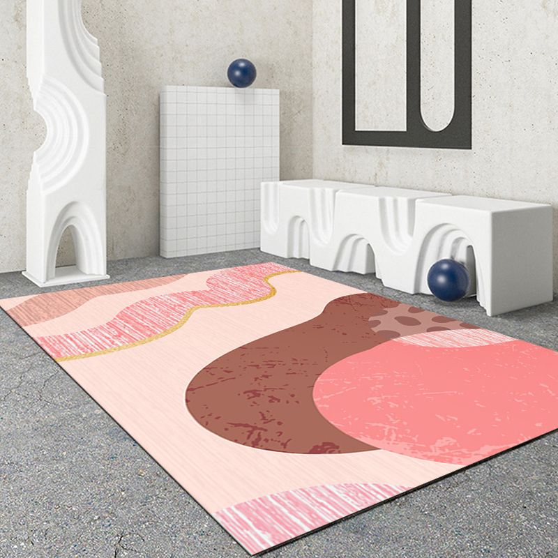 Simple Abstract Color Block Rug Polyester Rug Anti-Slip Backing Carpet for Living Room