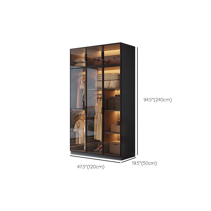 Freestanding Tempered Glass Wardrobe Modern Wardrobe with Garment Rod