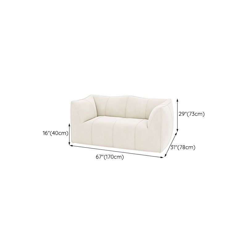 Contemporary White Cushions Flared Arm Fabric Living Room Seating