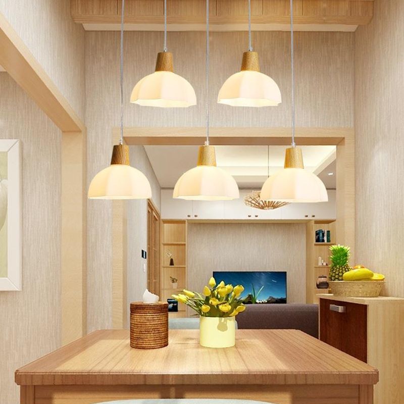 Moderner Stil hängend hängendes helles Holz und Glasanhänger Licht für Schlafzimmer Küche