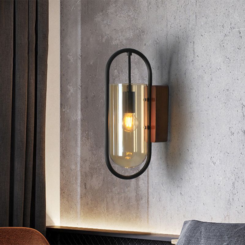 Luce di panna da parete per rivestimenti in quercia scura Luce da parete in vetro vintage per camera da letto da letto d'albergo