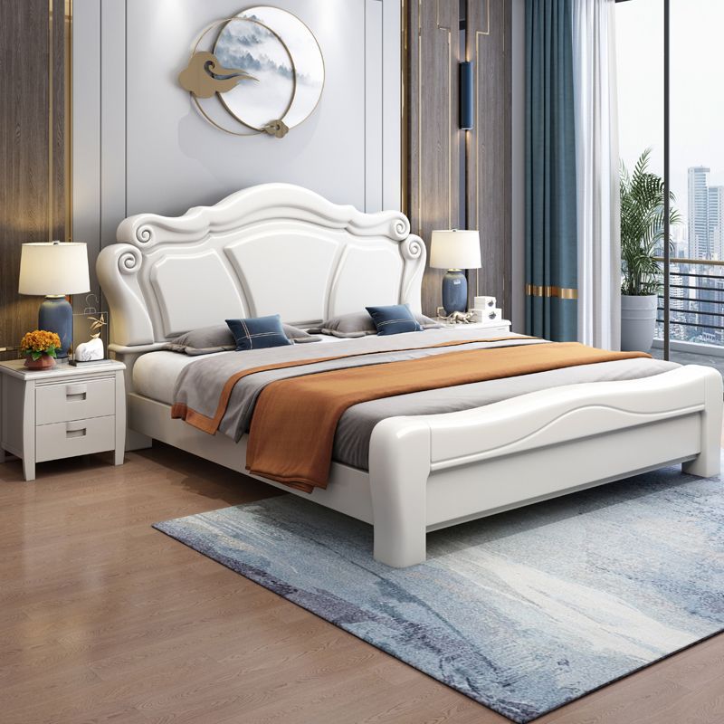 Contemporary Wood Arched Standard Bed, Panel Platform Headboard Bed