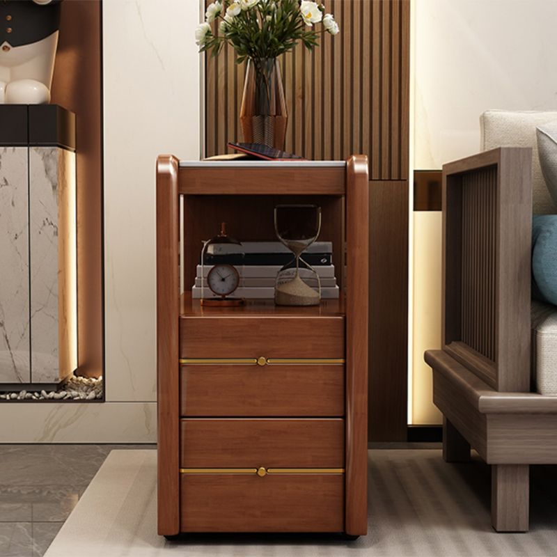 Living Room Side End Table Solid Wood with Storage Rectangular Corner Table
