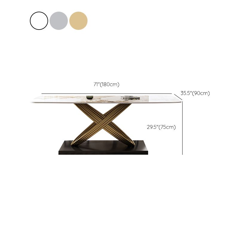 Industrial Style Sintered Stone Table Rectangle Table with Metal Legs for Home Use