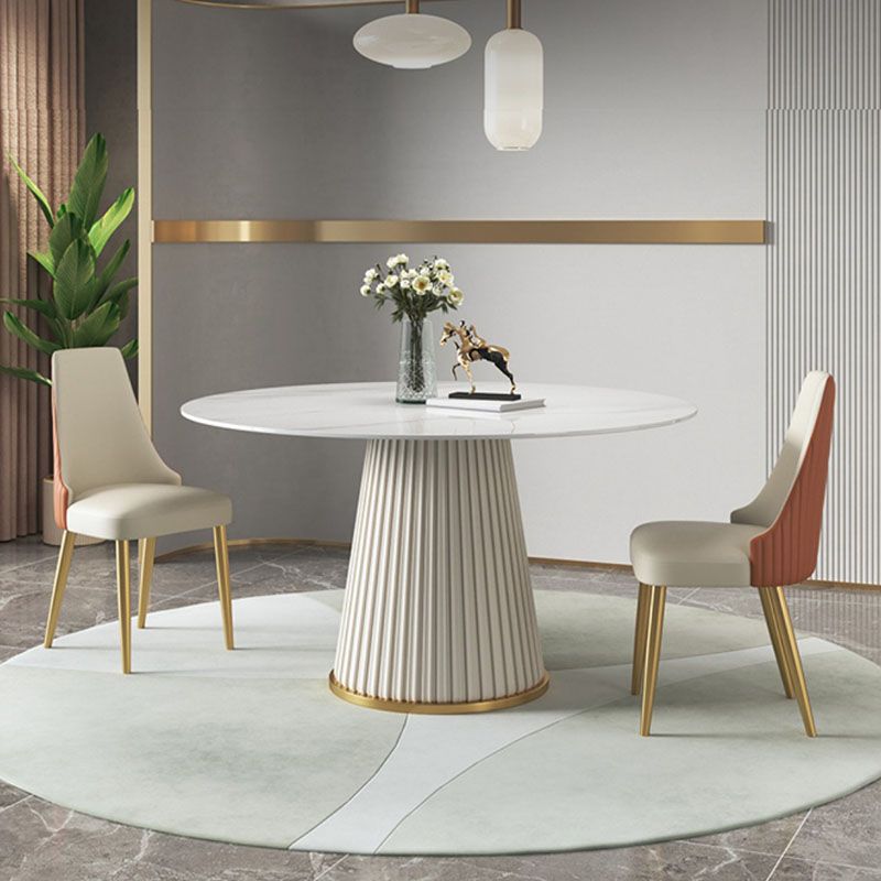 Scandinavian Armless Solid Back Chair for Home Leather Dining Side Chair