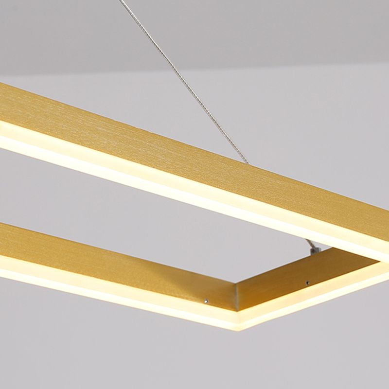 Rectangle island lighting Modern Kitchen Island Lighting Metal 1 Light Pendant Lighting in Gold