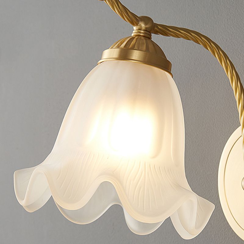 1-Light Wall Lamp Flower Shape Wall Mount Lamp with Glass Shade for Bedroom