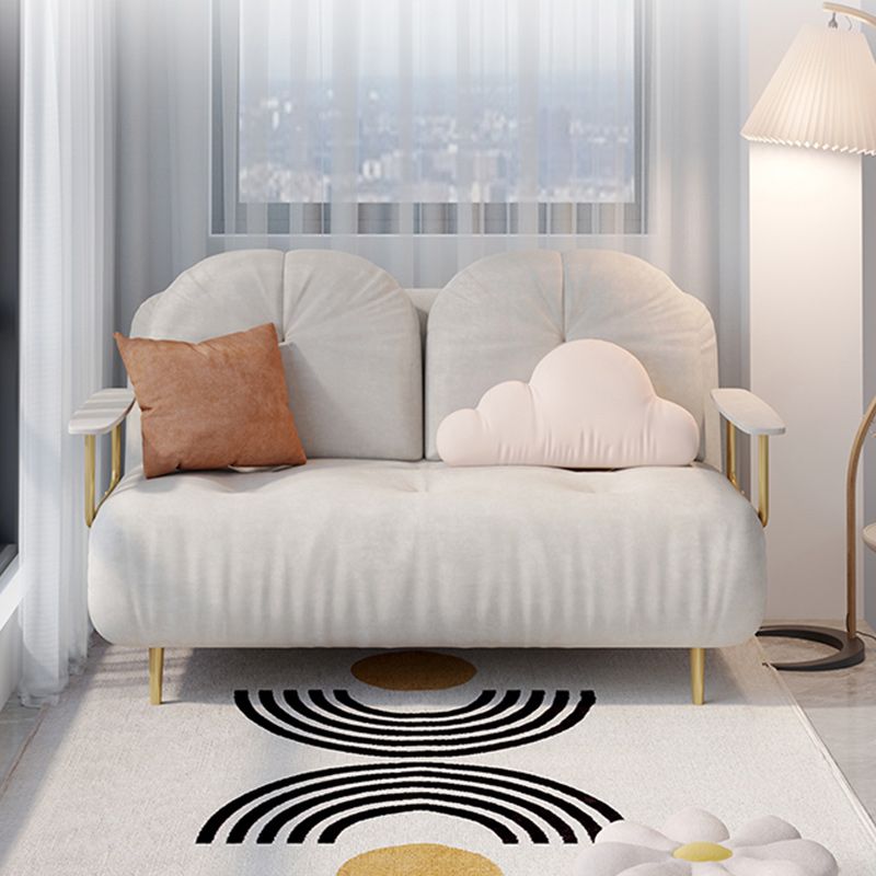 Tufted Glam Convertible Sofa Full/Queen-size Upholstered Loveseat with 2 Pillows