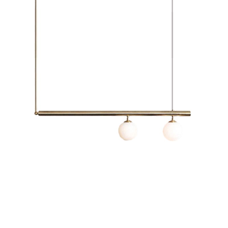 Post Modern Bubble Shade Linear Chandelier Glass Shade Gold Finish Hanging Lamp for Dining Room