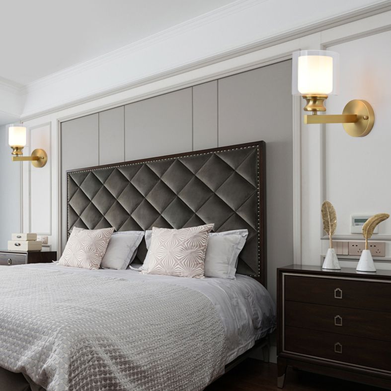 Illuminazione a parete interno Apparecchio di lampada a parete minimalista con tonalità di vetro latte