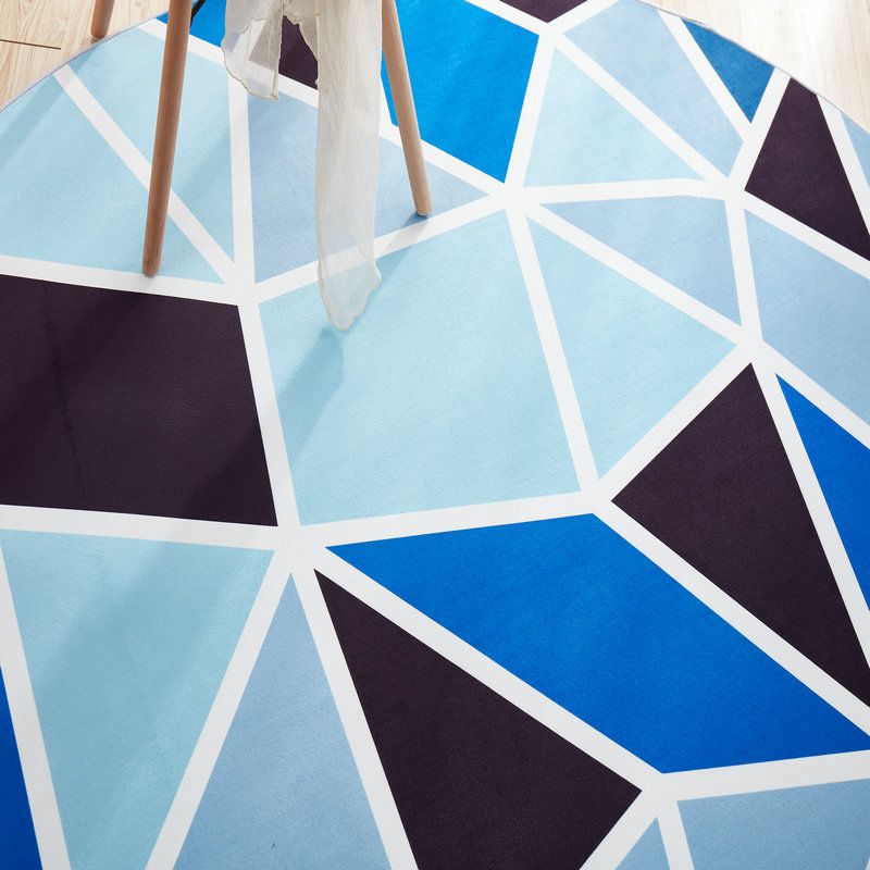 Geometric Pattern Rug Circular Stain Resistant Rug for Home Decor