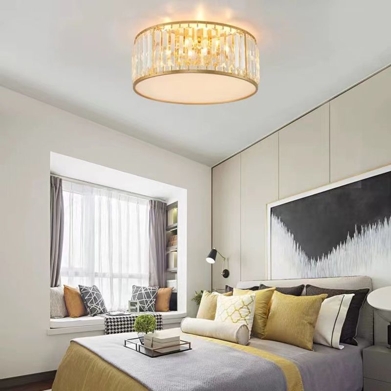 Modern Geometric Flush Ceiling Light Crystal 4 Lights Flush Mount Light