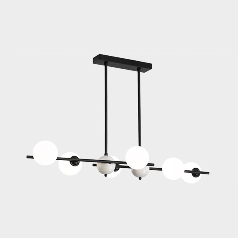 Modern Style Spherical Shape Island Lights Glass 6 Light Island Lighting in Black