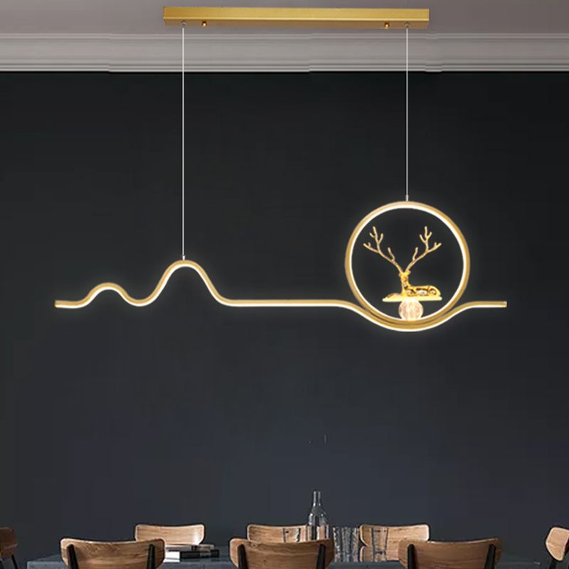 Linear Shape Island Lights Modern Style Metal 2 Light Pendant Lighting