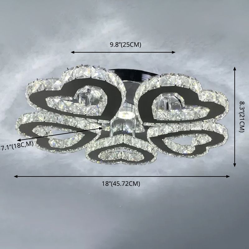 Luz de techo montada en el corazón del corazón Luz de la habitación del dormitorio LED contemporáneo Luz del techo en cromo