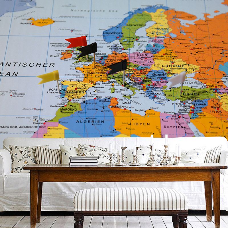 Minimalist Wall Mural Decal World Map Wall Covering for Meeting Room Home Decorative
