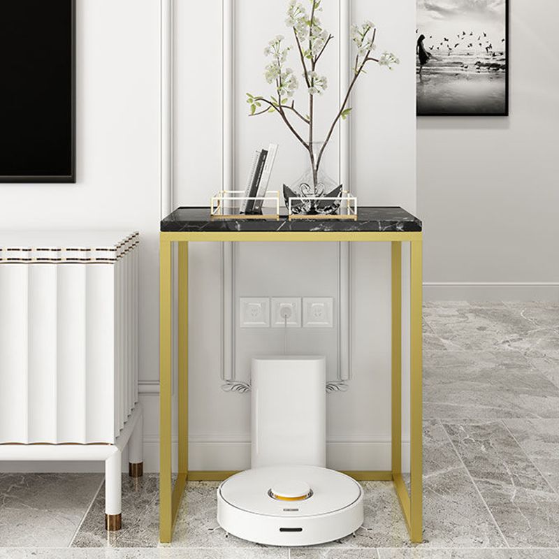 Frame Base Design Cocktail Table Slate Desktop Rectangular Coffee Table with Metal Base