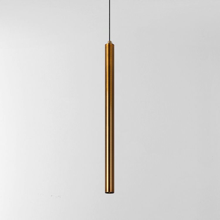 Forme du cylindre de style contemporain Pendante Métal de lumière 1 lampe de suspension légère en bronze