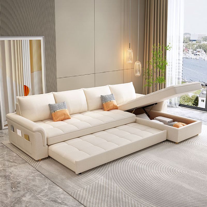 Modern Styled Metal Frame Sleeper Sofa Upholstered Square Arms Sofa Bed