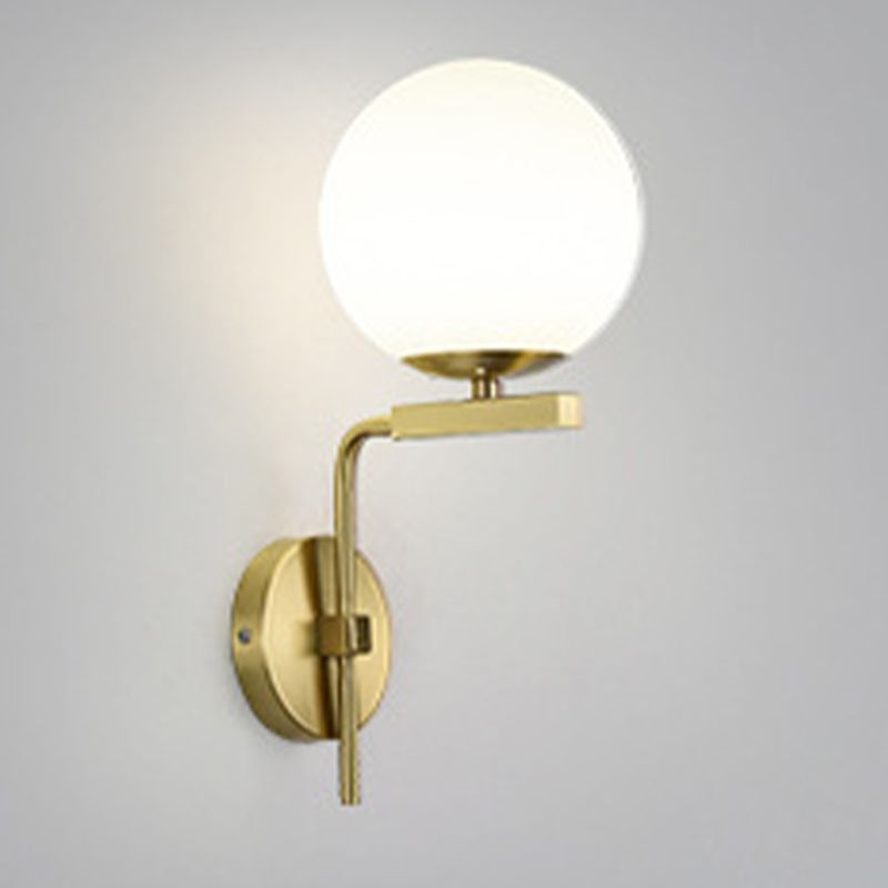 Modern Style Ball Shape Wall Light Glass 1 Light Sconces in Gold for Bedroom