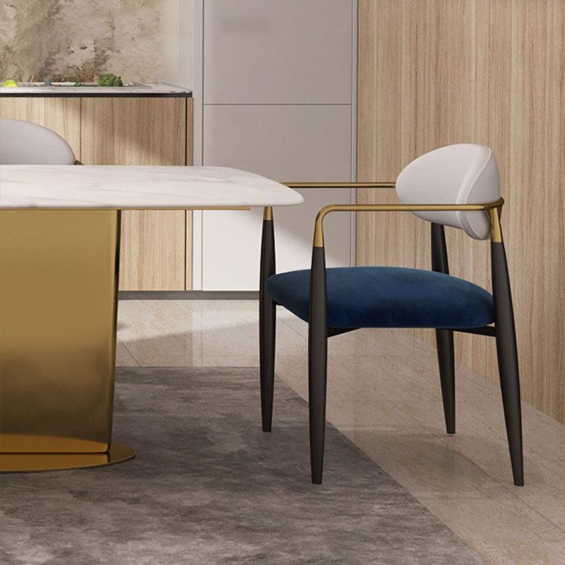 Contemporary Dining Chairs Arm Open Back Chairs with Metal Legs