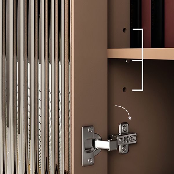 Glam Glass Doors Buffet Stand 53"H MDF Adjustable Shelving 2-Cabinet Living Room Buffet