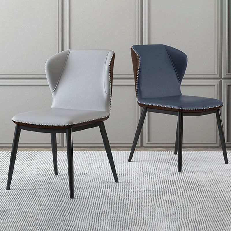 Industrial Style Faux Leather Chairs Wingback Parsons Chair for Home