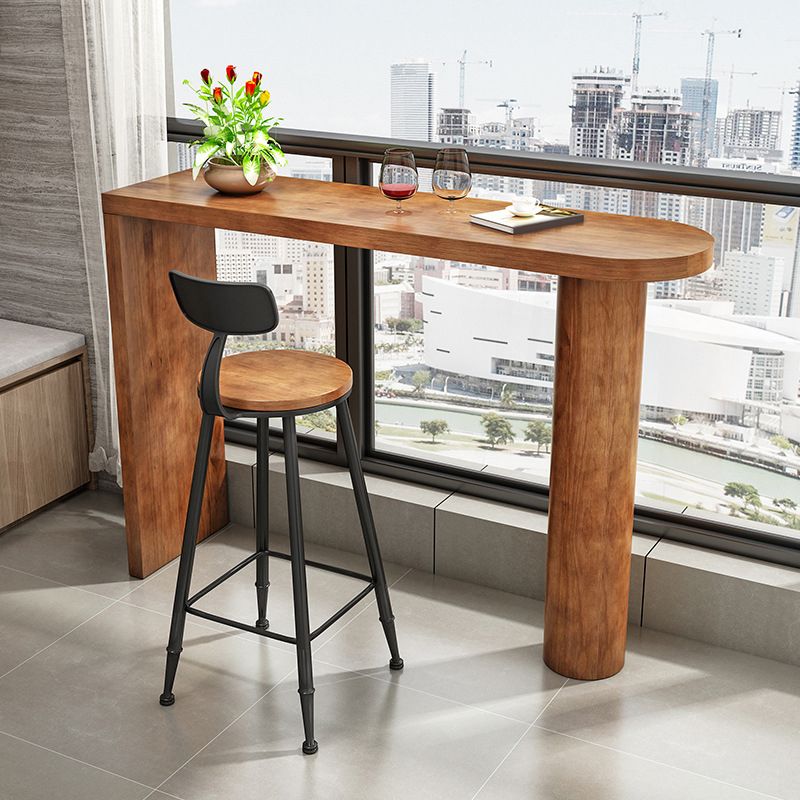 Industrial Style Wood 1/2 Pieces Bar Table Set Rectangle Bar Table for Home