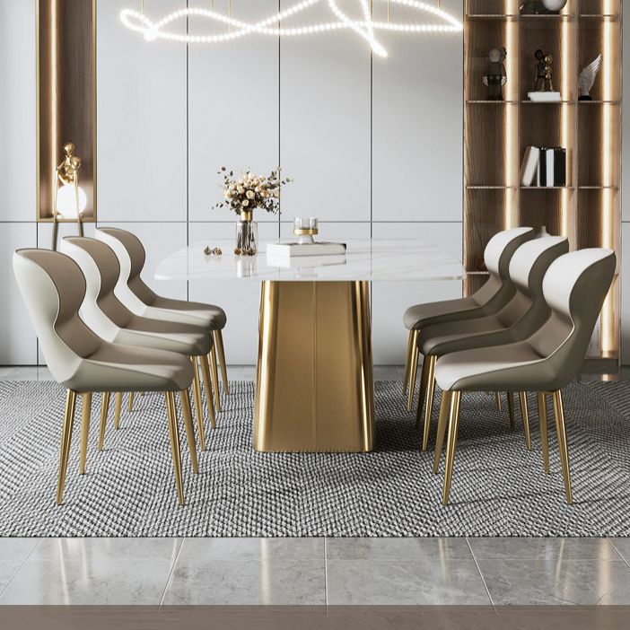 Nordic Glam Sintered Stone Dining Oval Table Set 1/4/5/6/7 Pieces Dining Set for Home