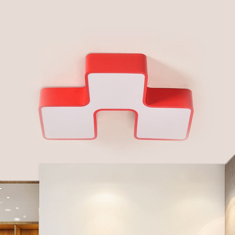 Building Block Kindergarten Flush Mount Light Acrilic LED Kids Aithing Secondo Red/Yellow